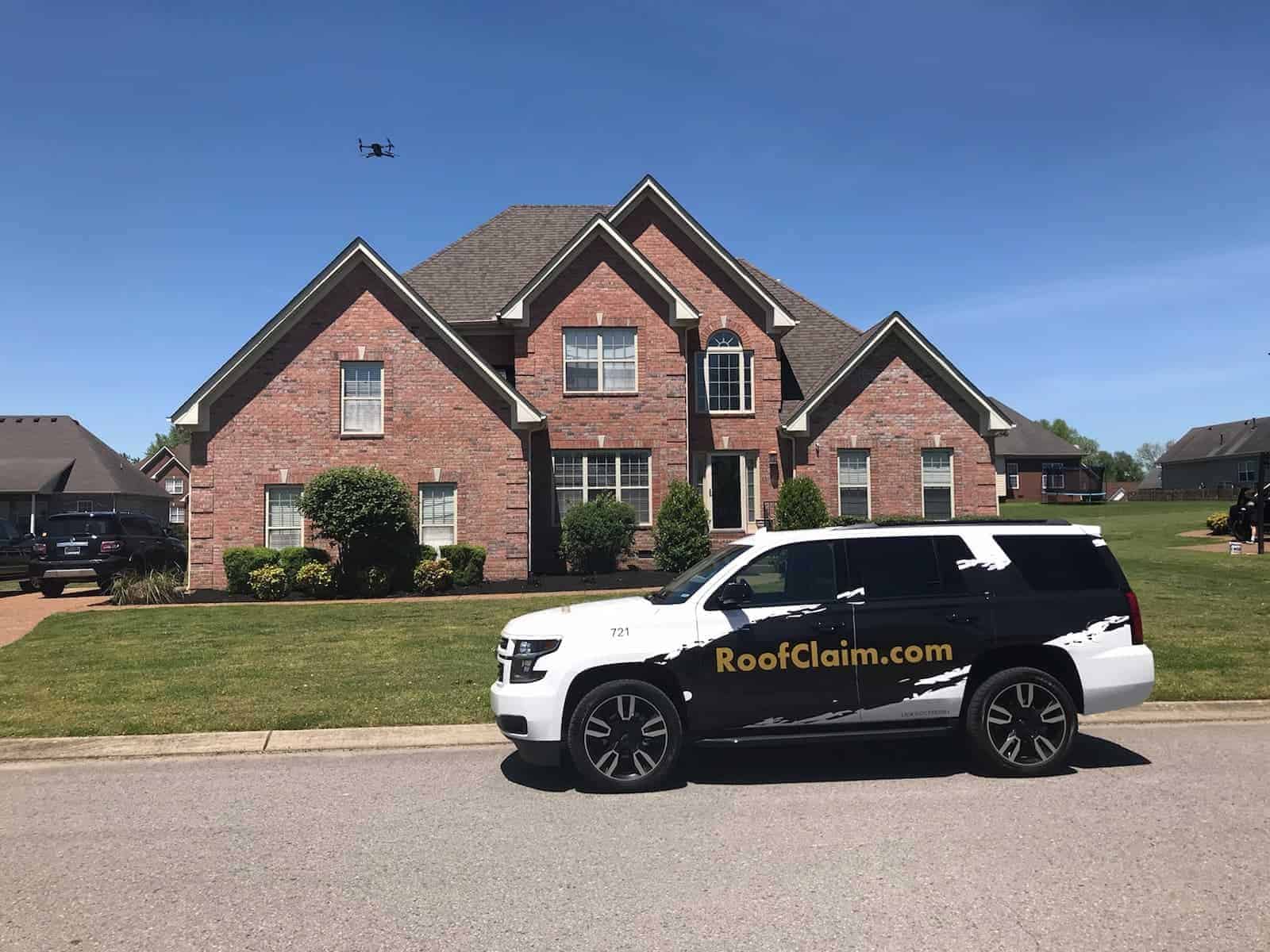 Drone roof inspection for a residential brick home with a shingle roof