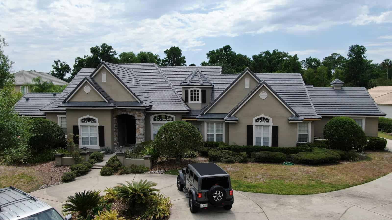 Dark Cement Tile Roof Replacement