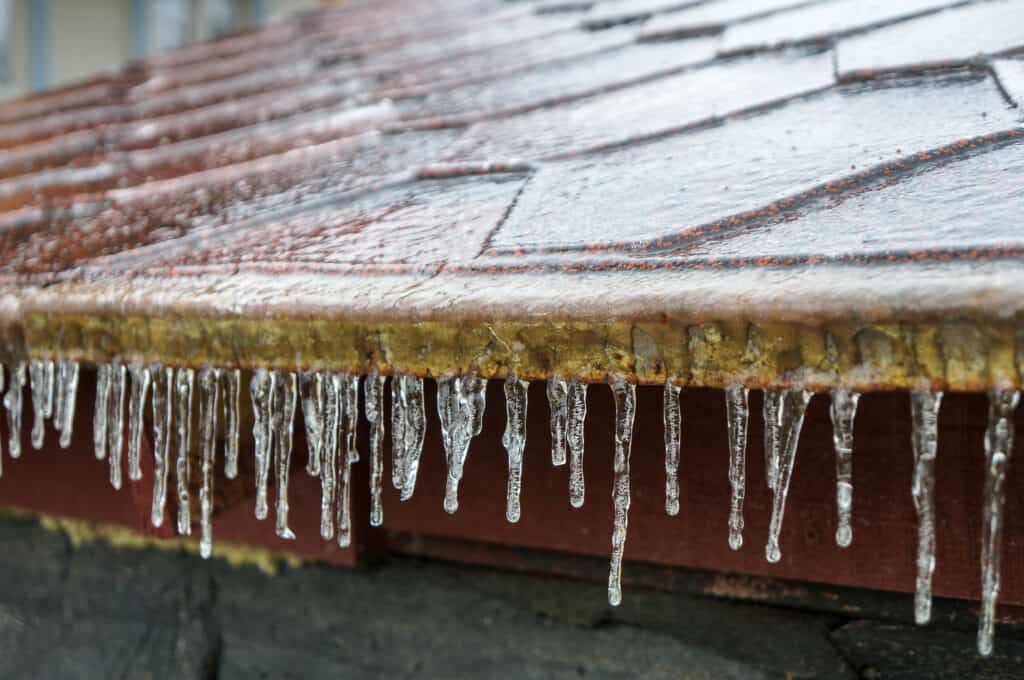 icy roof shingles