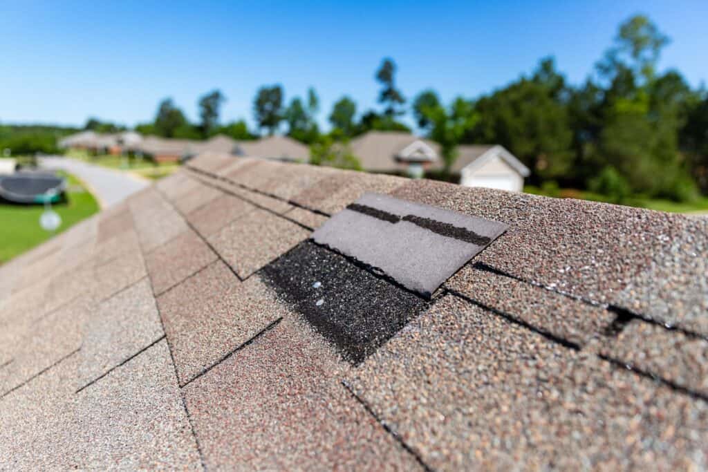 roof showing 3-tab shingle damage