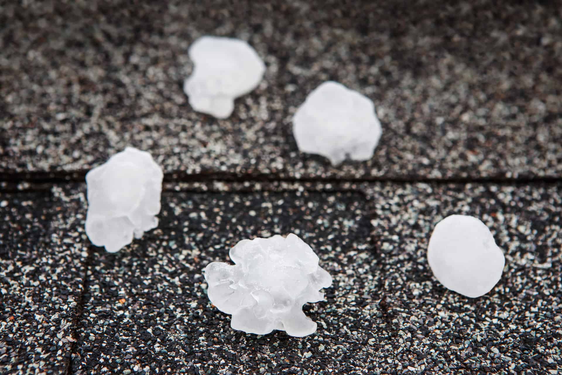 Hail in on roof after hailstorm in Orlando