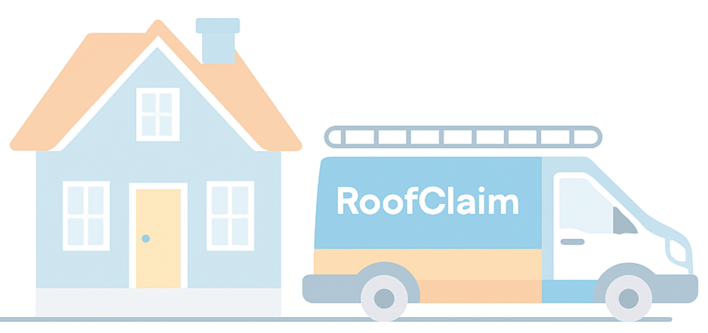 Roofclaim vector image with a van
